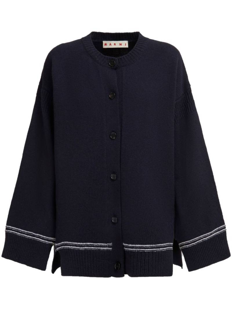 Marni intarsia-knit logo cardigan - Blue von Marni