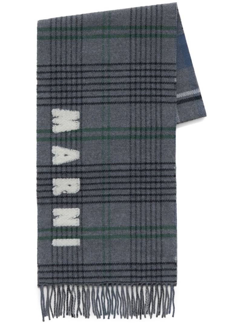 Marni intarsia-knit logo scarf - Grey von Marni