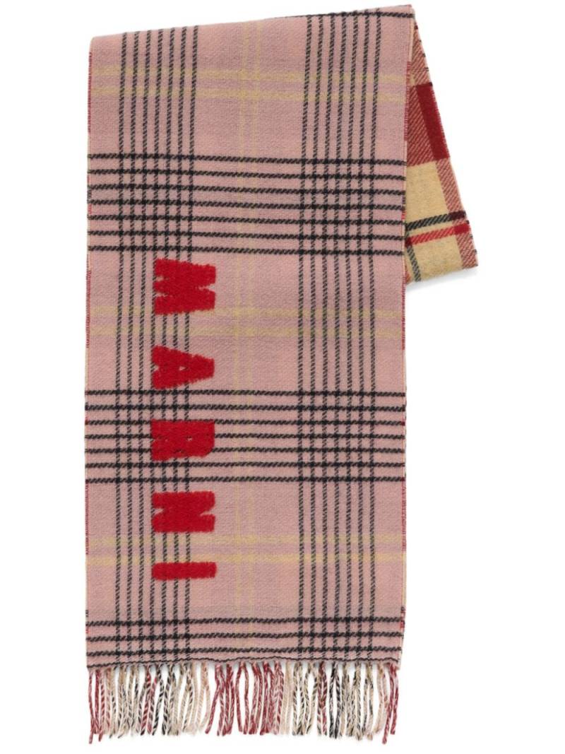 Marni intarsia-knit logo scarf - Pink von Marni