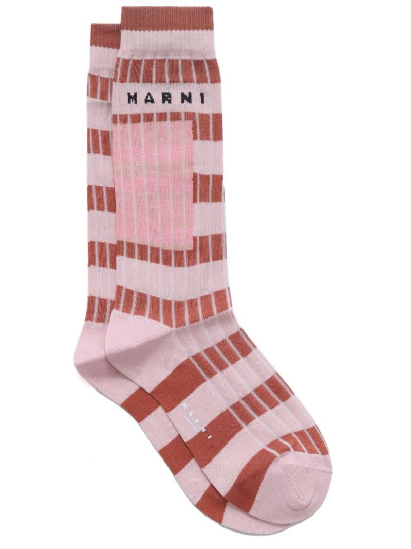 Marni intarsia-knit logo socks - Pink von Marni