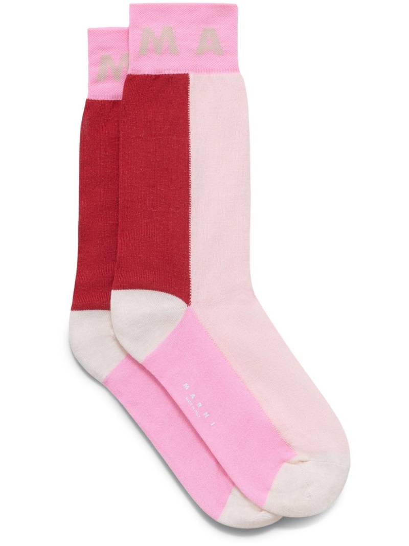 Marni intarsia-knit logo socks - Pink von Marni