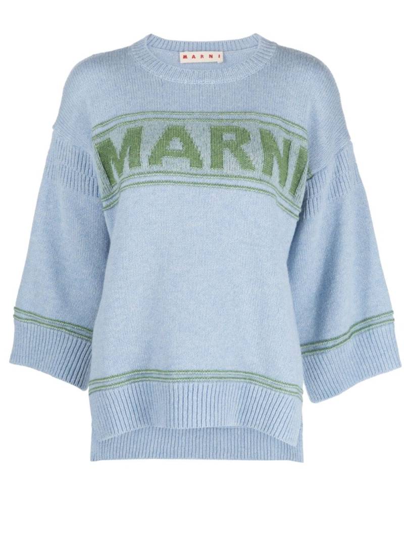 Marni intarsia-logo virgin-wool sweater - Blue von Marni