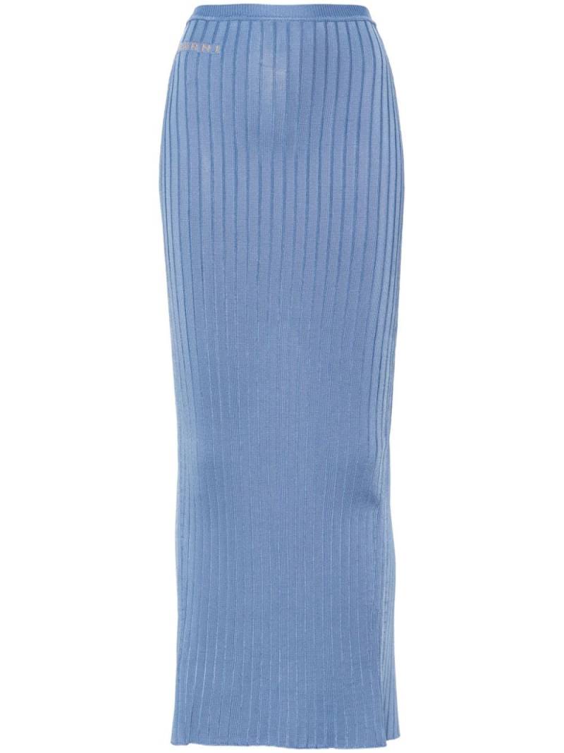 Marni jacquard-logo ribbed maxi skirt - Blue von Marni