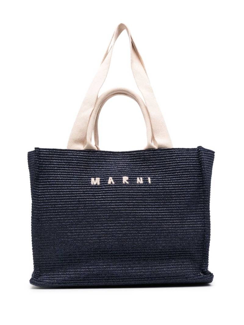 Marni large raffia-design tote bag - Blue von Marni