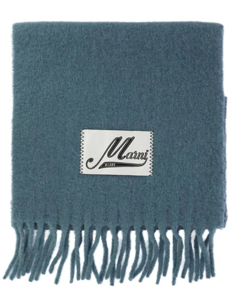 Marni logo-appliqué alpaca-blend scarf - Blue von Marni