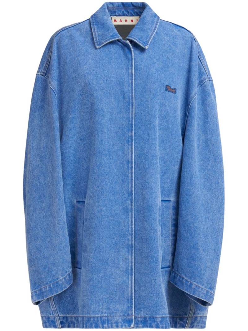 Marni logo-appliqué denim jacket - Blue von Marni