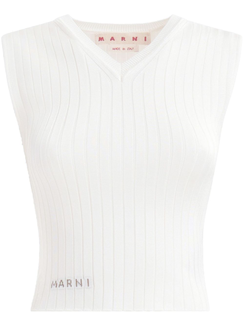 Marni logo-appliqué ribbed-knit vest - White von Marni