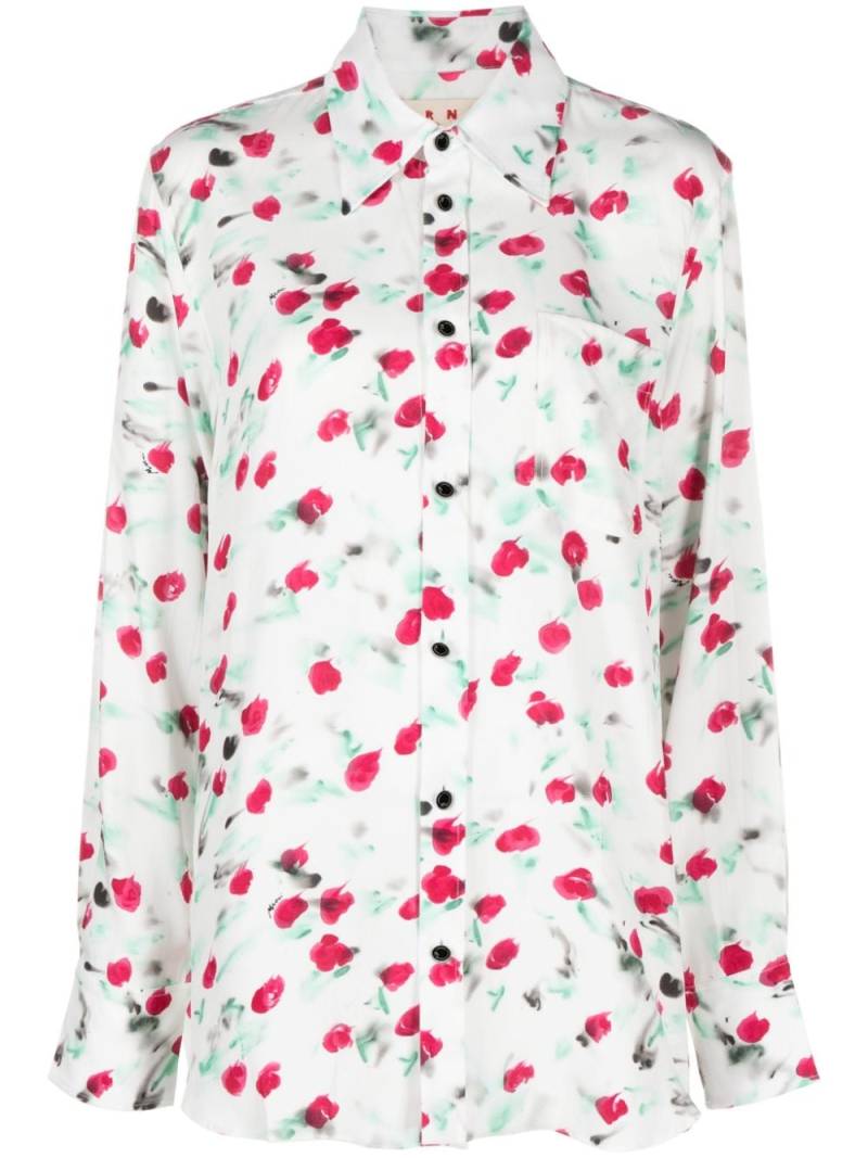 Marni logo-buttons floral-print shirt - White von Marni