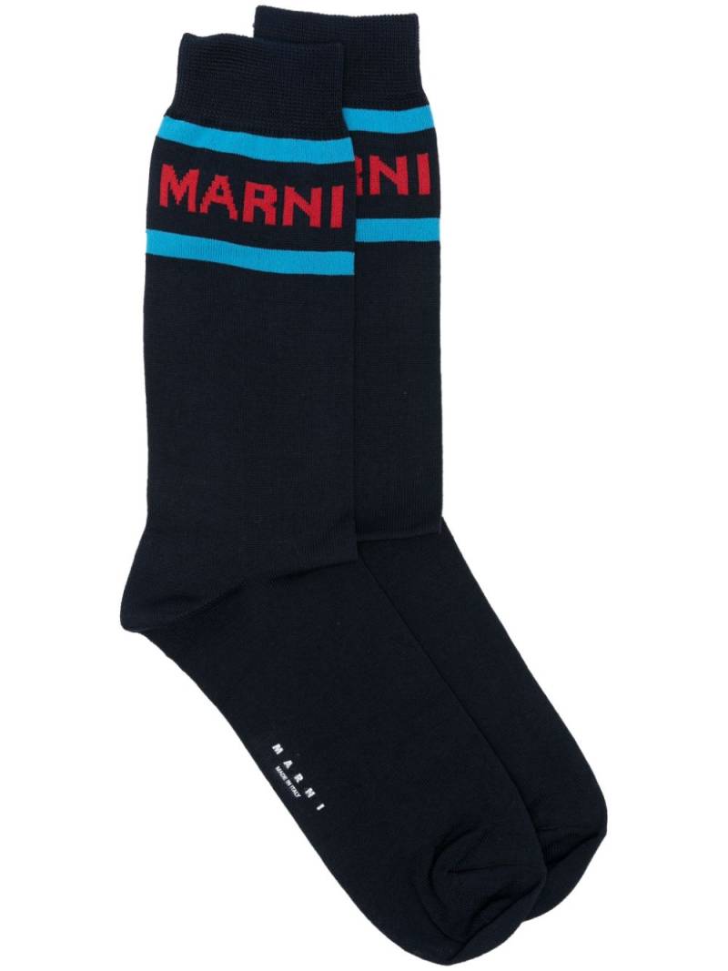 Marni logo cuffs socks - Blue von Marni