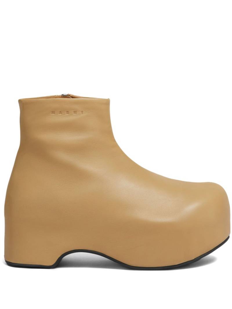 Marni logo-debossed leather boots - Neutrals von Marni