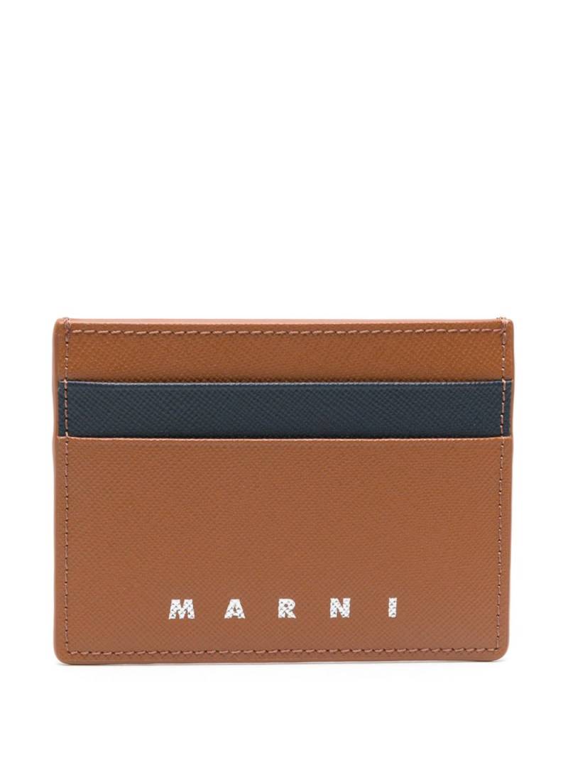 Marni logo-debossed leather cardholder - Brown von Marni