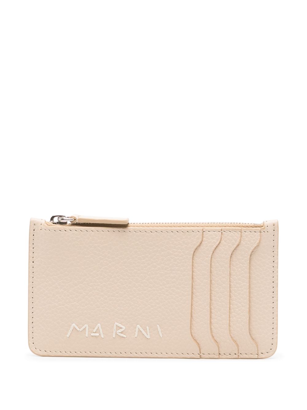 Marni logo-embroidered cardholder - Neutrals von Marni