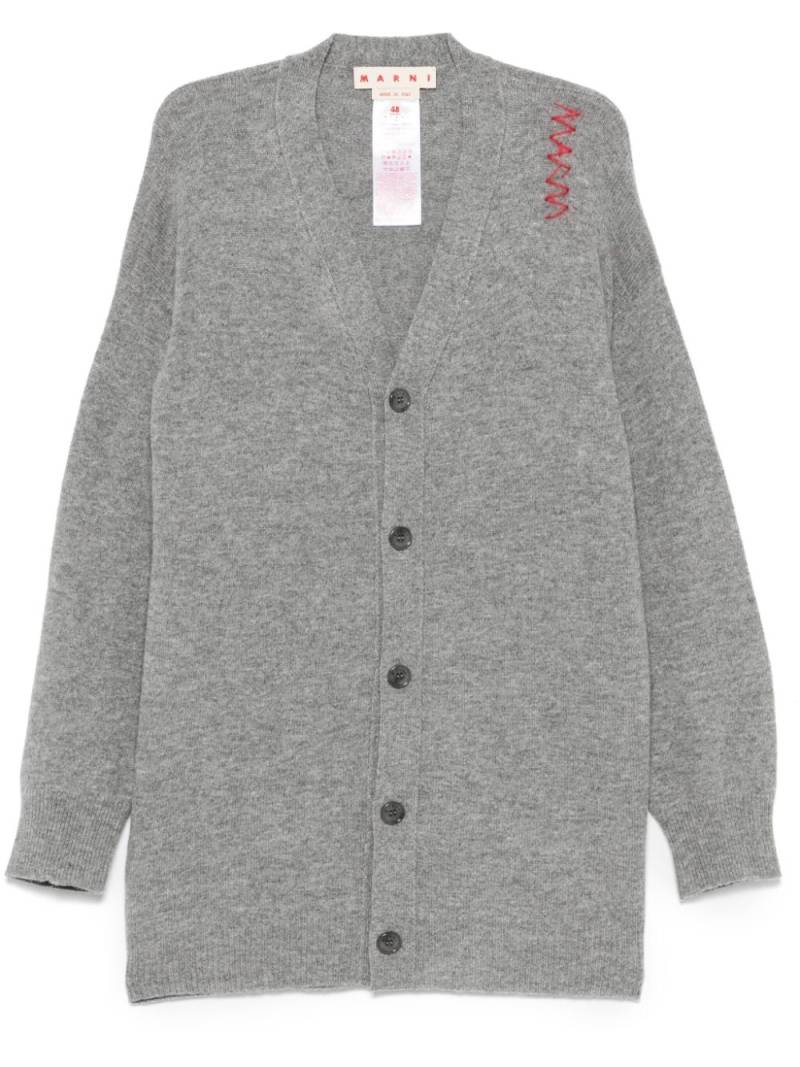 Marni logo-embroidered cardigan - Grey von Marni