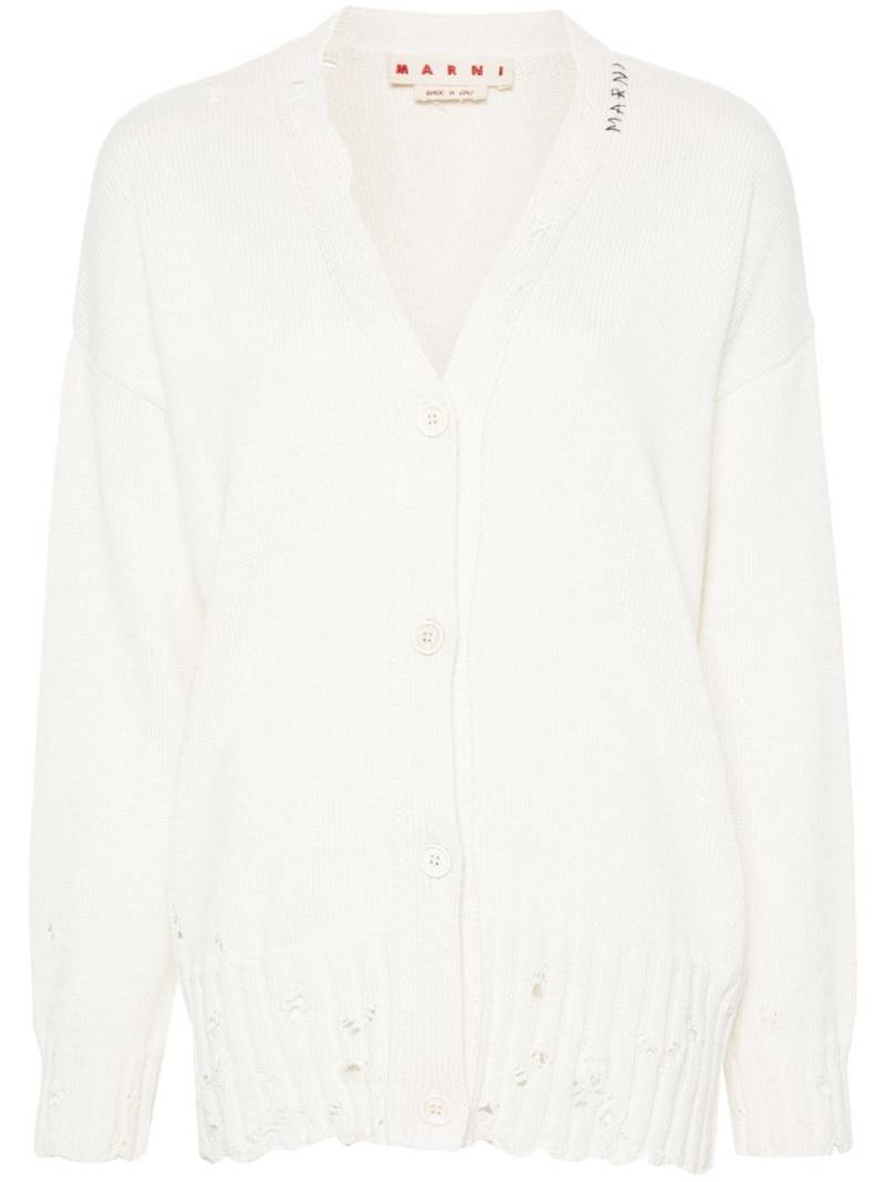 Marni logo-embroidered cardigan - Neutrals von Marni