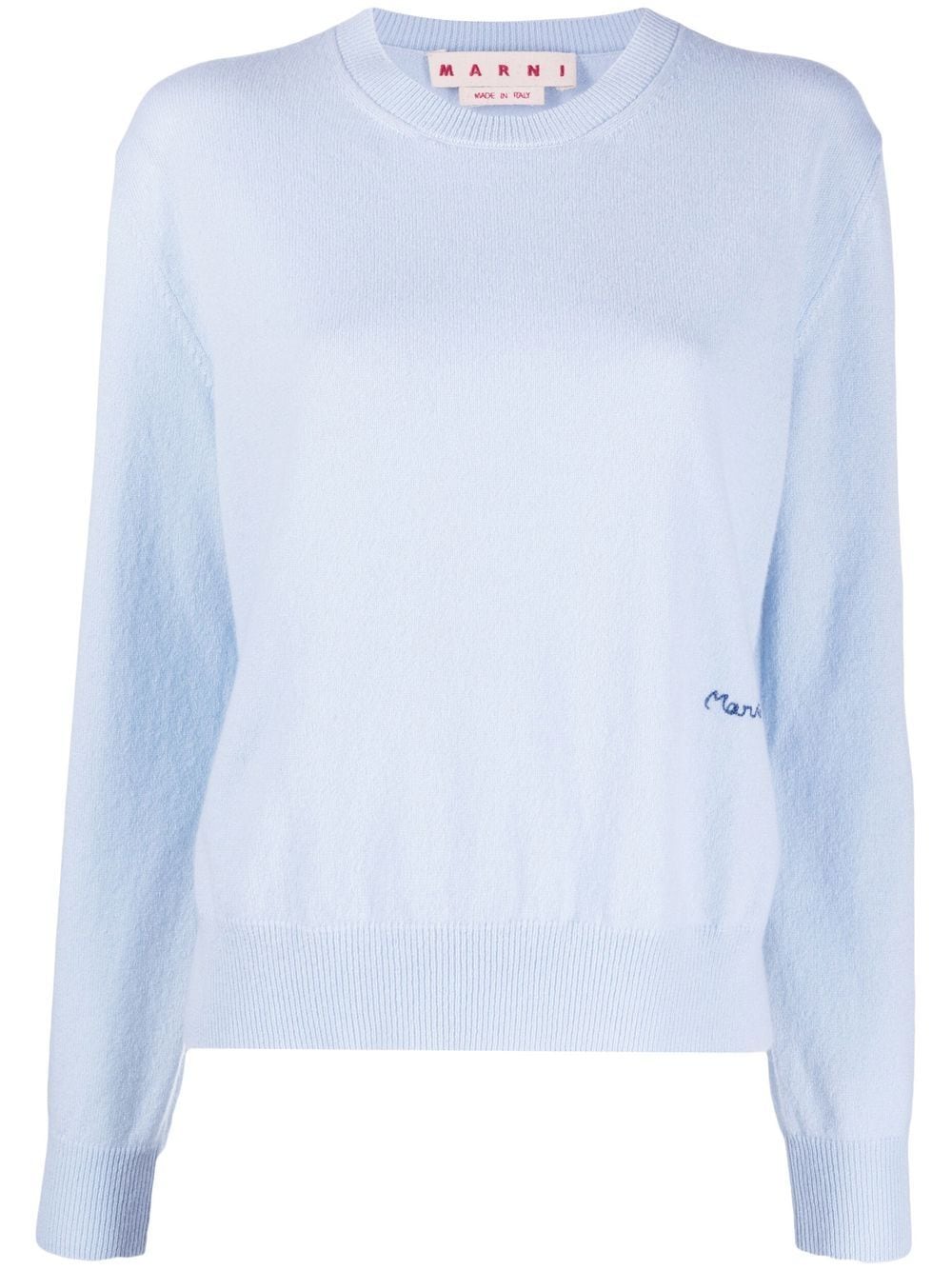 Marni logo-embroidered cashmere jumper - Blue von Marni