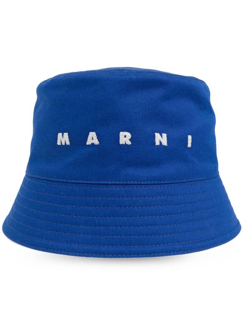 Marni logo-embroidered cotton bucket hat - Blue von Marni