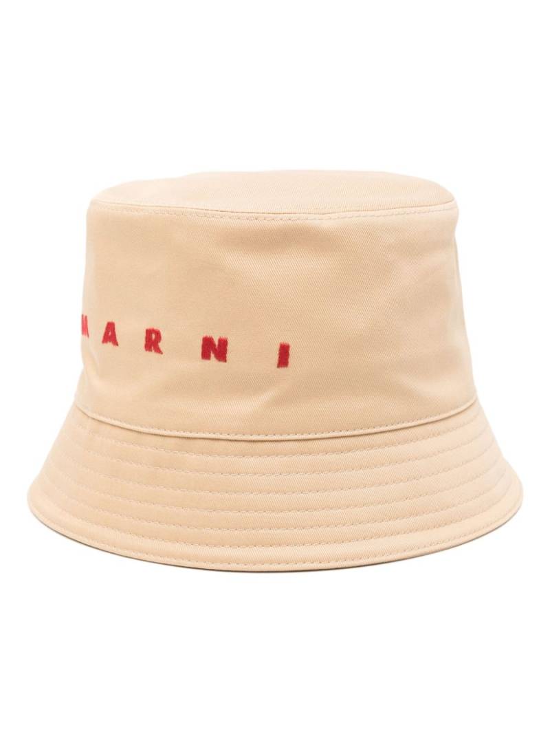 Marni logo-embroidered cotton bucket hat - Neutrals von Marni