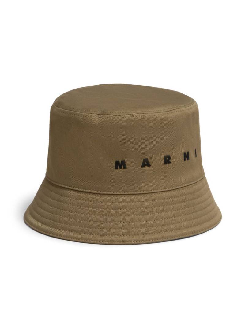 Marni logo-embroidered cotton bucket hat - Neutrals von Marni