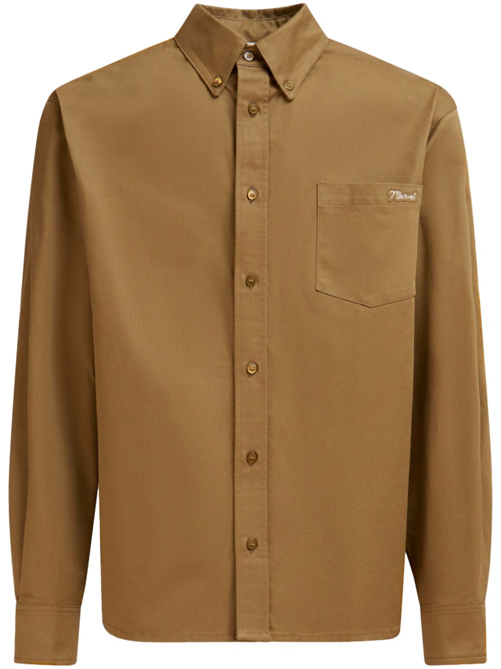 Marni logo-embroidered cotton shirt - Green von Marni