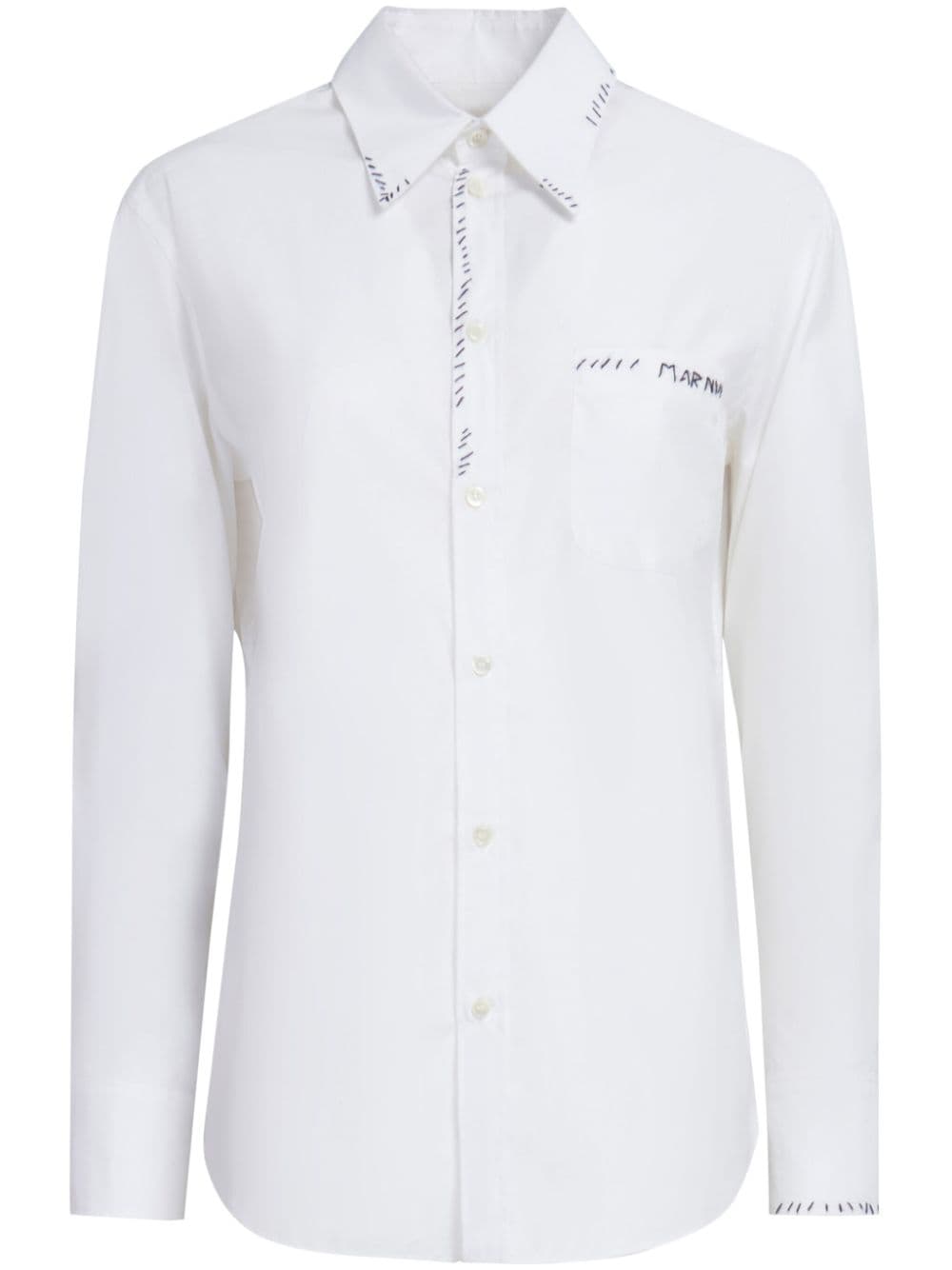 Marni logo-embroidered cotton shirt - White von Marni
