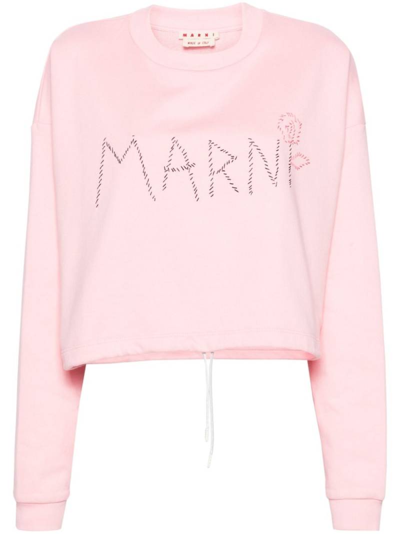 Marni logo-embroidered cropped sweatshirt - Pink von Marni