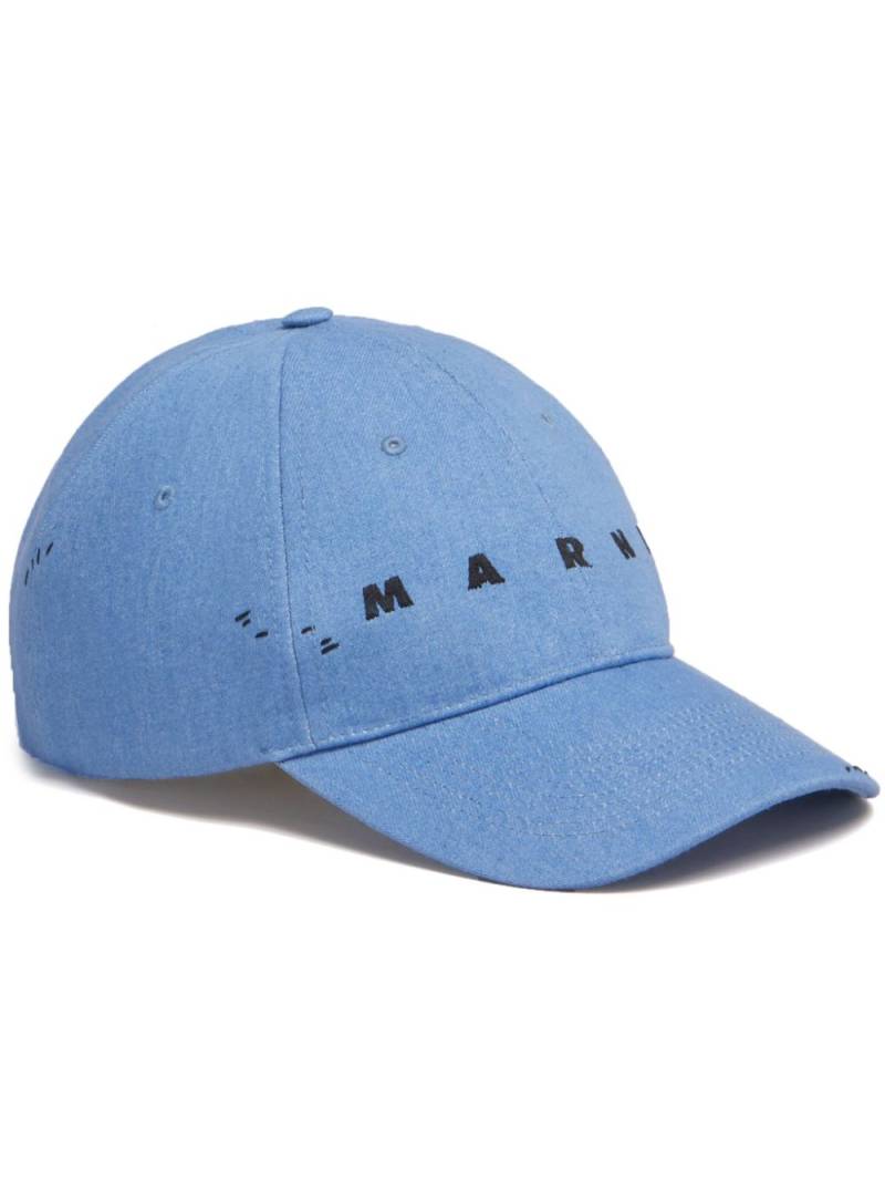 Marni logo-embroidered denim cap - Blue von Marni