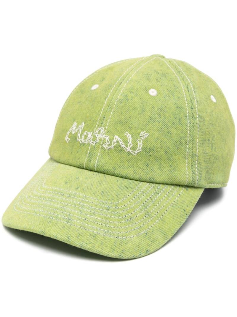 Marni logo-embroidered denim hat - Green von Marni