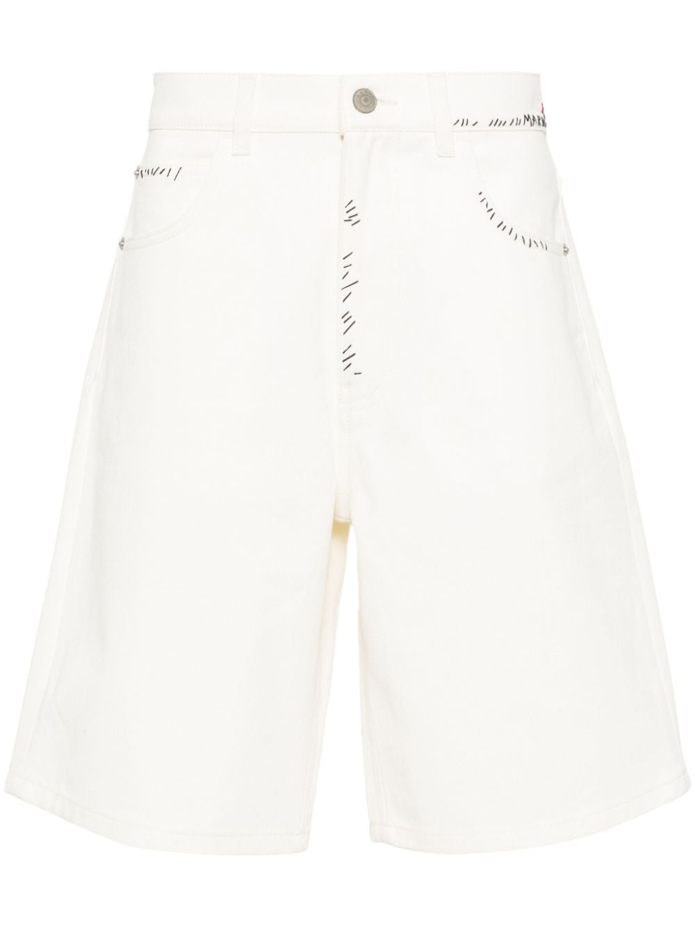 Marni logo-embroidered denim shorts - White von Marni