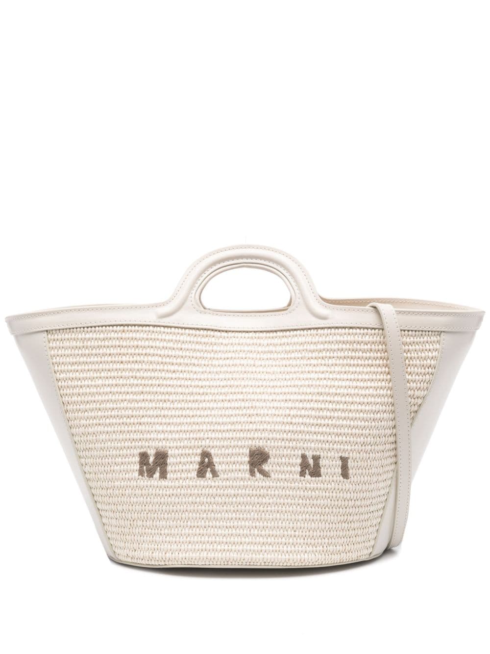 Marni logo-embroidered interwoven tote bag - White von Marni