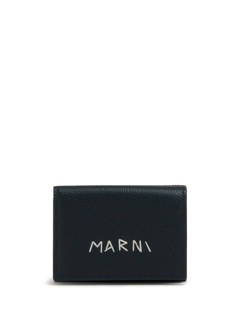 Marni logo-embroidered leather wallet - Black von Marni