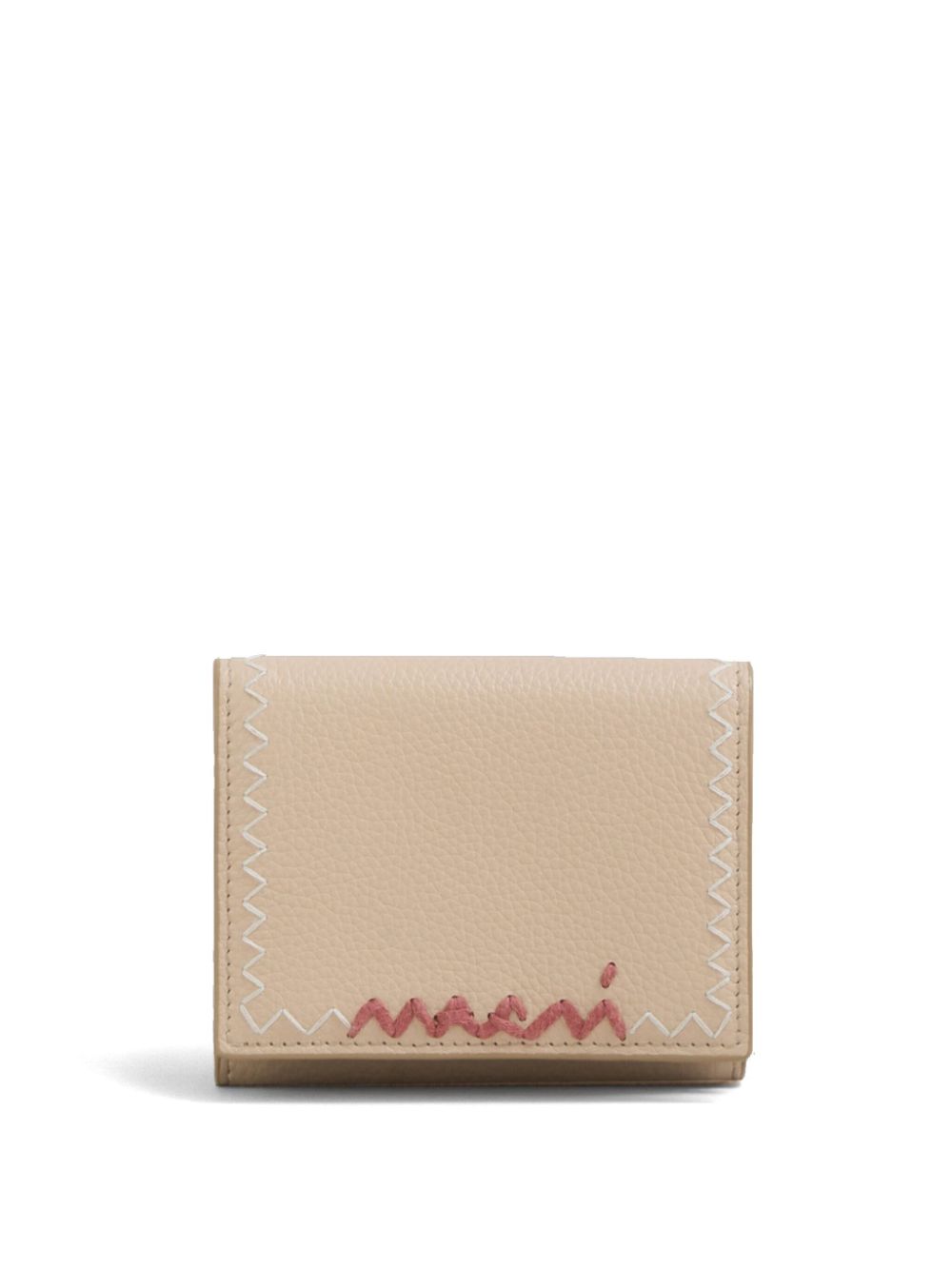 Marni logo-embroidered leather wallet - Neutrals von Marni