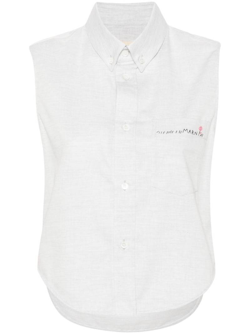 Marni logo-embroidered sleeveless shirt - Grey von Marni