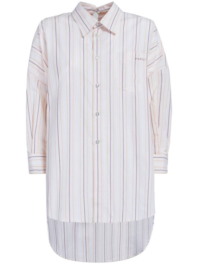 Marni logo-embroidered striped cotton shirt - White von Marni