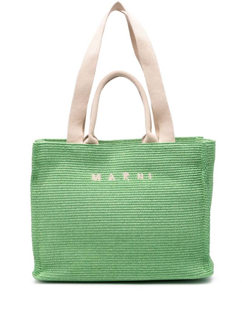 Marni logo-embroidered tote bag - Green von Marni