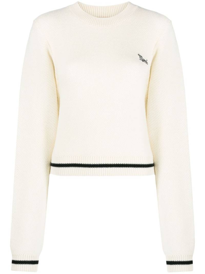 Marni logo-embroidered waffle-knit jumper - Neutrals von Marni