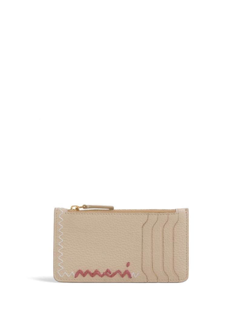 Marni logo-embroidered wallet - Neutrals von Marni