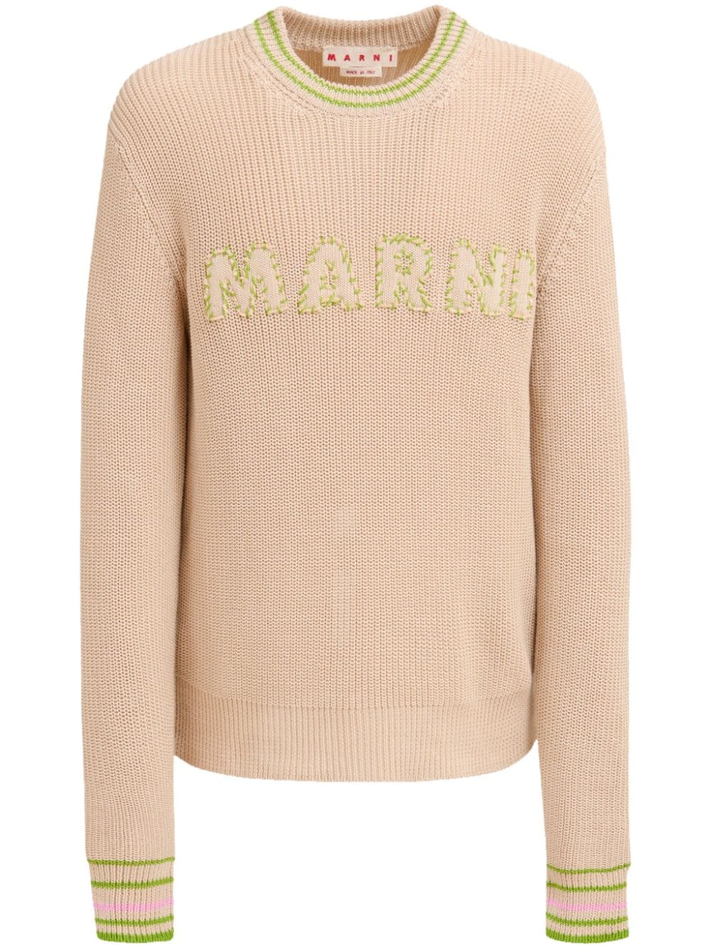 Marni logo-embroidery cotton jumper - Neutrals von Marni