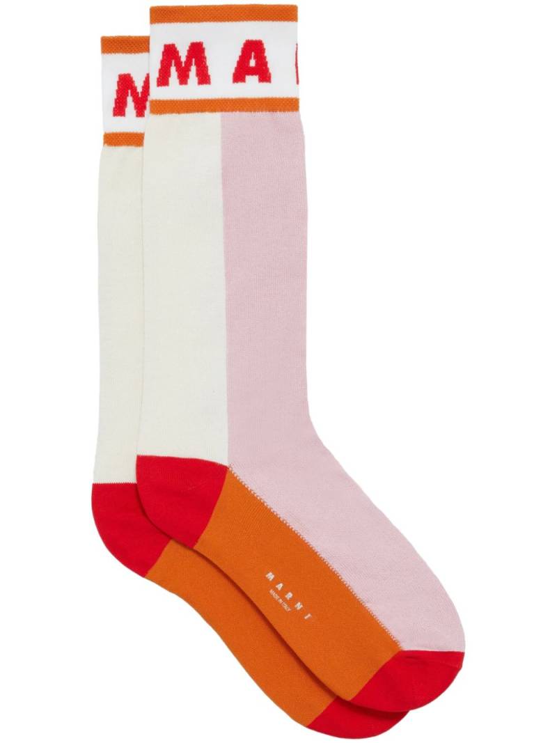 Marni logo-intarsia colour-block socks - Pink von Marni