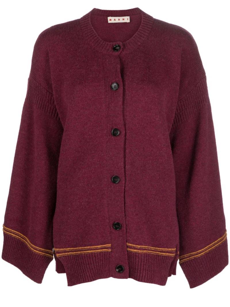 Marni logo-intarsia virgin-wool cardigan - Red von Marni