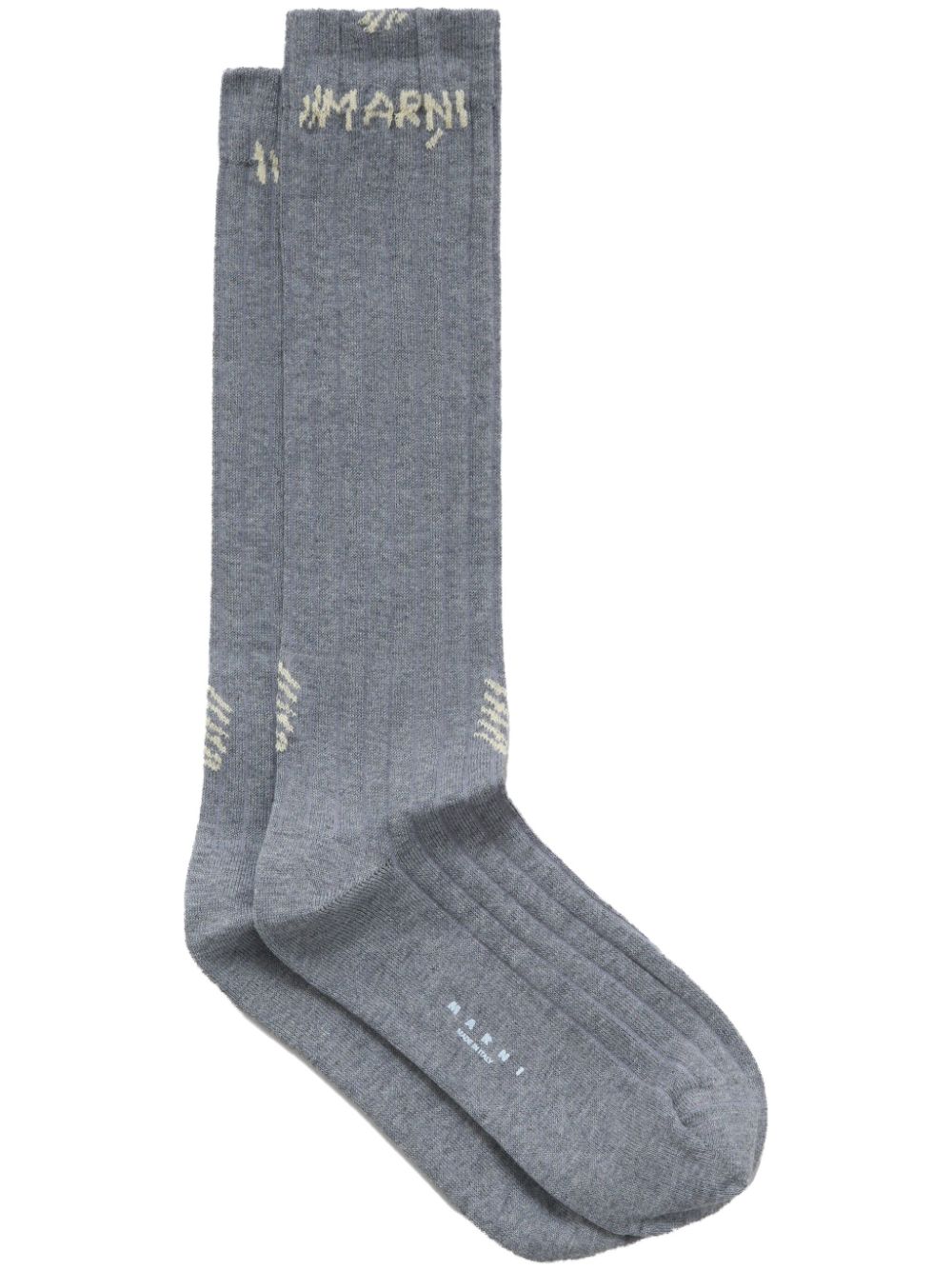 Marni logo-jacquard ribbed socks - Grey von Marni