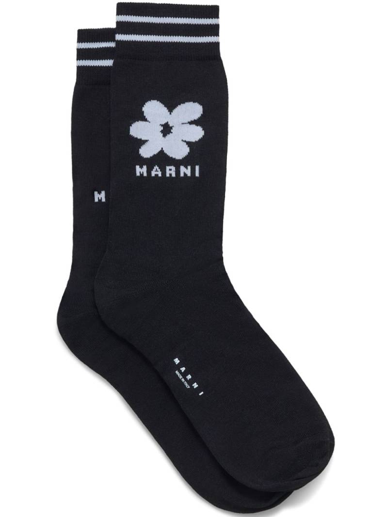 Marni logo-jacquard striped socks - Black von Marni