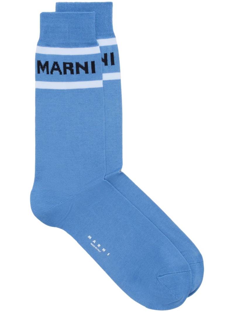 Marni logo-jacquard striped socks - Blue von Marni