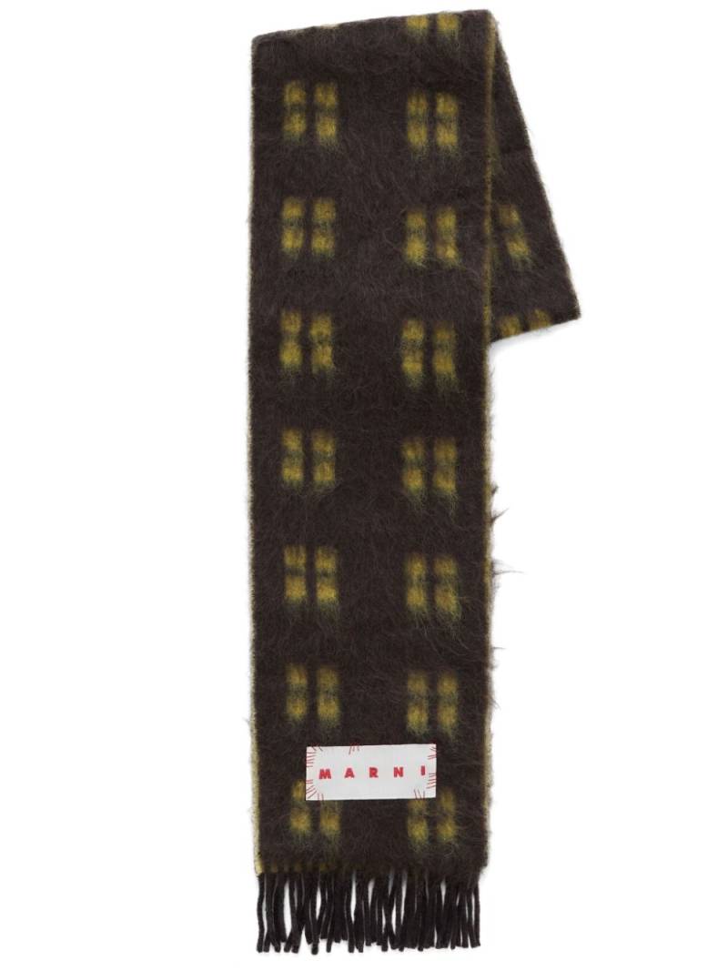 Marni logo-patch alpaca wool-blend scarf - Brown von Marni