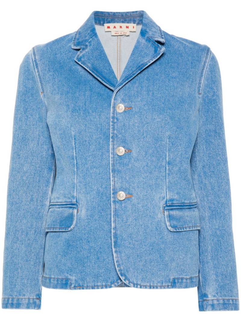 Marni logo-patch denim blazer - Blue von Marni