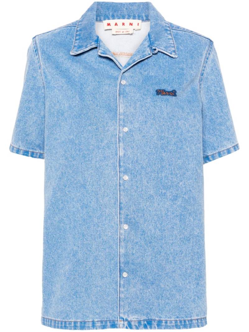 Marni logo-patch denim shirt - Blue von Marni