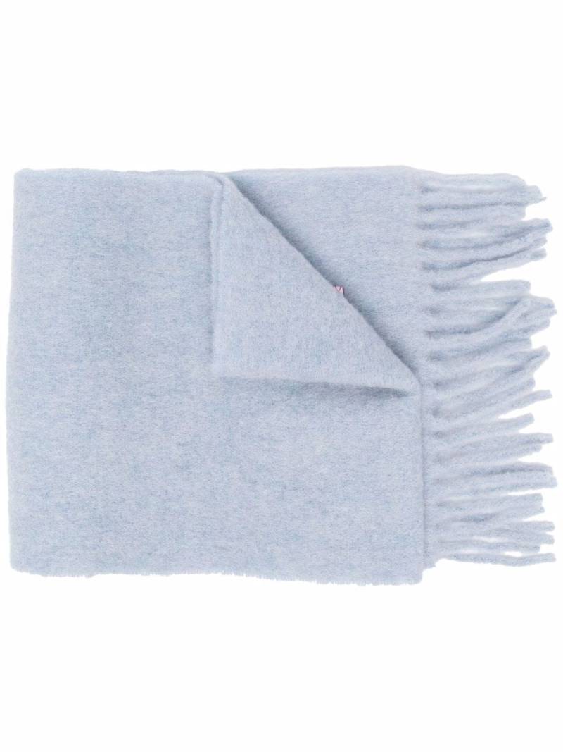 Marni logo-patch fringe scarf - Blue von Marni