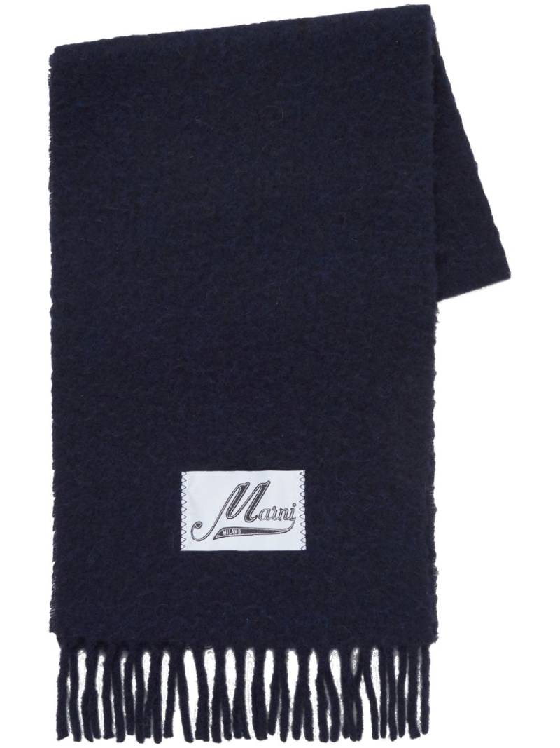 Marni logo-appliqué alpaca scarf - Blue von Marni