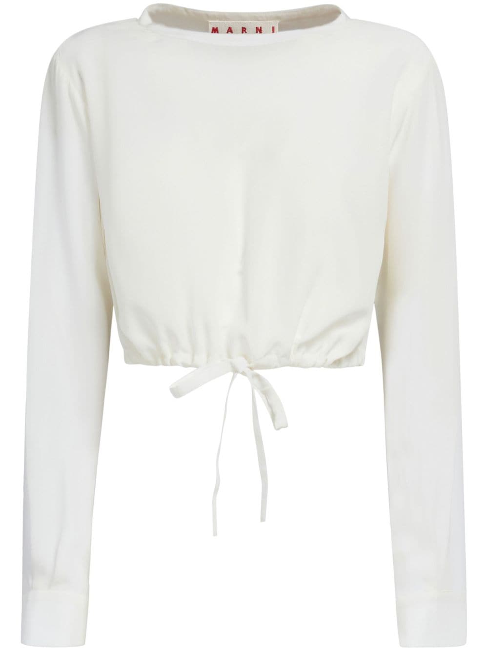 Marni logo-patch silk cropped sweatshirt - White von Marni