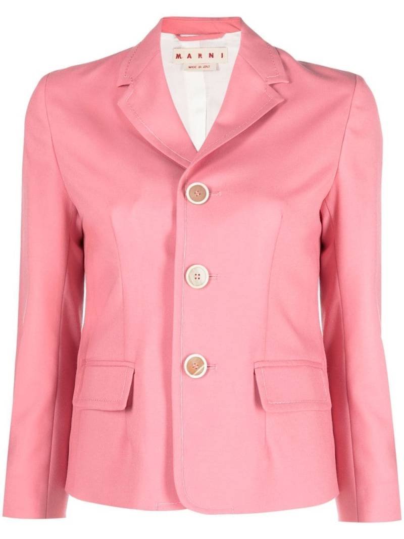 Marni logo-patch single breasted blazer - Pink von Marni