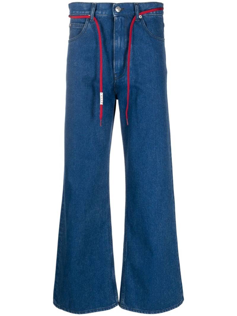 Marni logo-patch wide-leg jeans - Blue von Marni